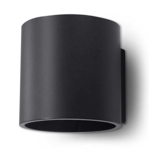 Bild von Sollux Lighting Orbis Downlight Wandleuchte Innen – Zylindrischer Schirm für indirekte Beleuchtung – Wandlampe für Wohnzimmer, Esszimmer und Flur aus Aluminium in Schwarz 10 x 12 x 10 cm