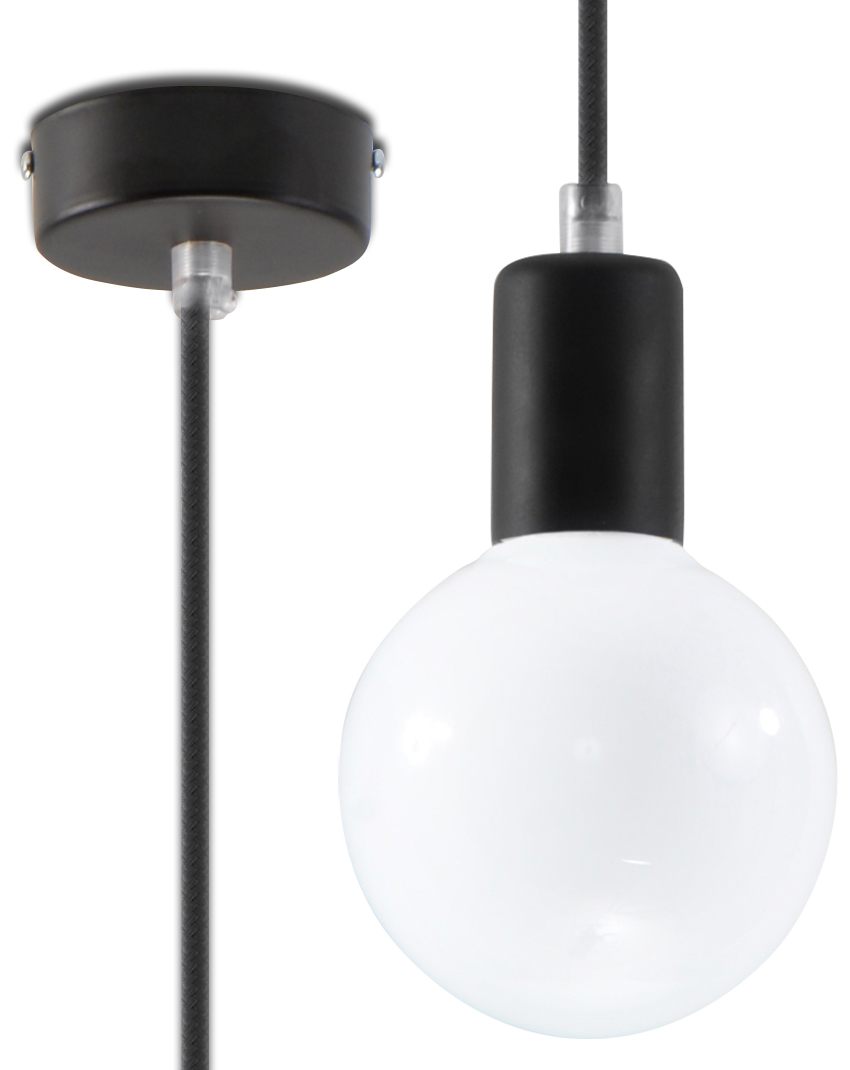 Bild von SOLLUX lighting Pendelleuchte, Leuchtmittel nicht inklusive, Pendelleuchte Deckenleuchte Schwarz Hängend H 100 cm Stahl Esszimmer