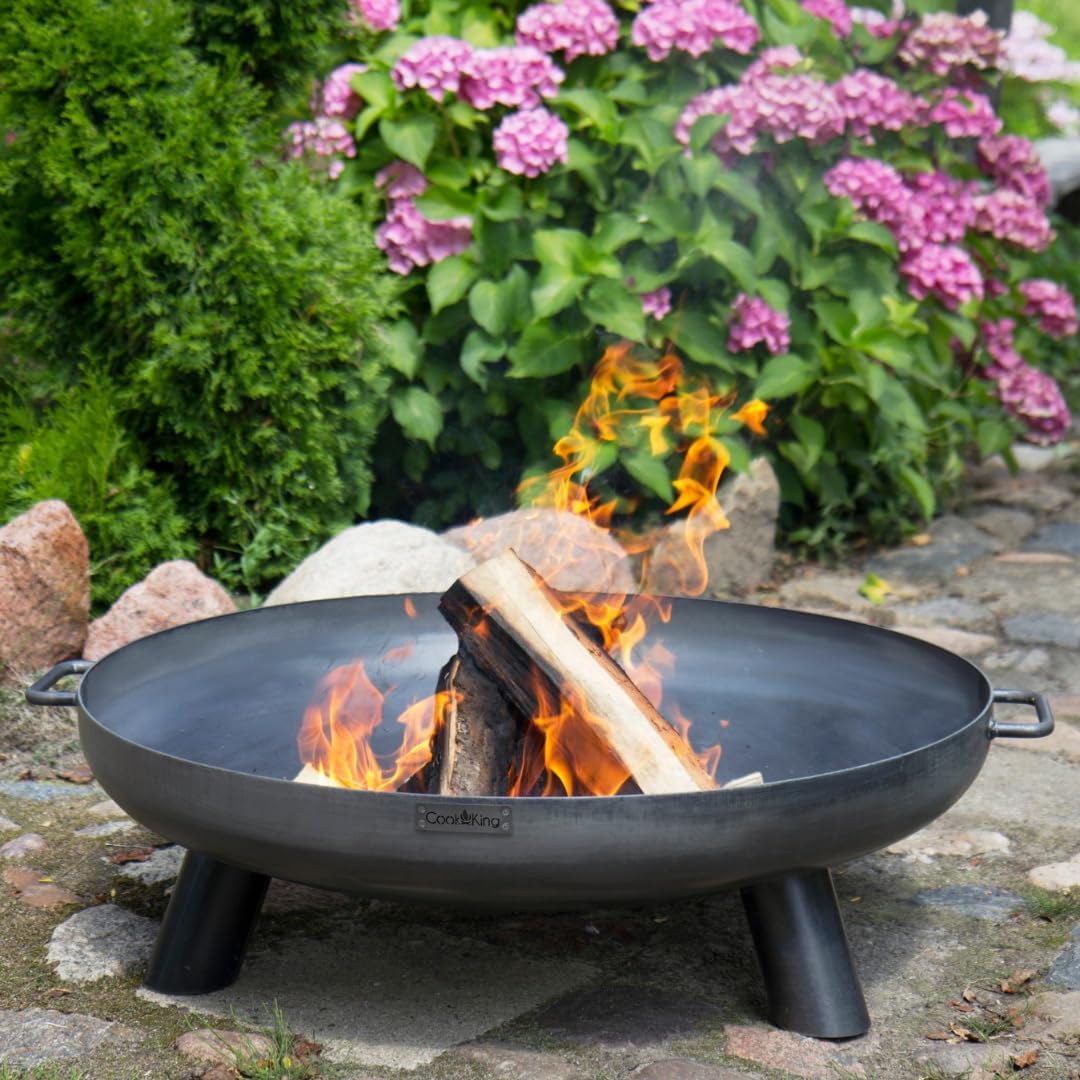 Bild von Cook King Bali Feuerschale 70 cm - BBQ Feuerschalen für den Garten - Feuerstelle Outdoor & Feuertonne - Terrasenofen aus Legierter Stahl - Feuerkorb für den Garten - 70X78x22 cm
