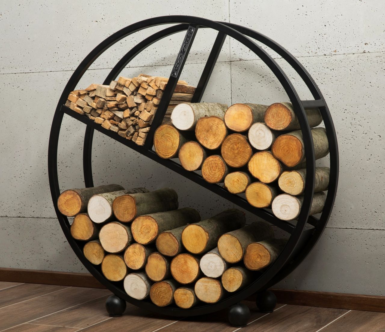 Bild von Brennholzregal Stahl für Kamin-Holzständer Holzstapelhalter Kaminholzregal rund