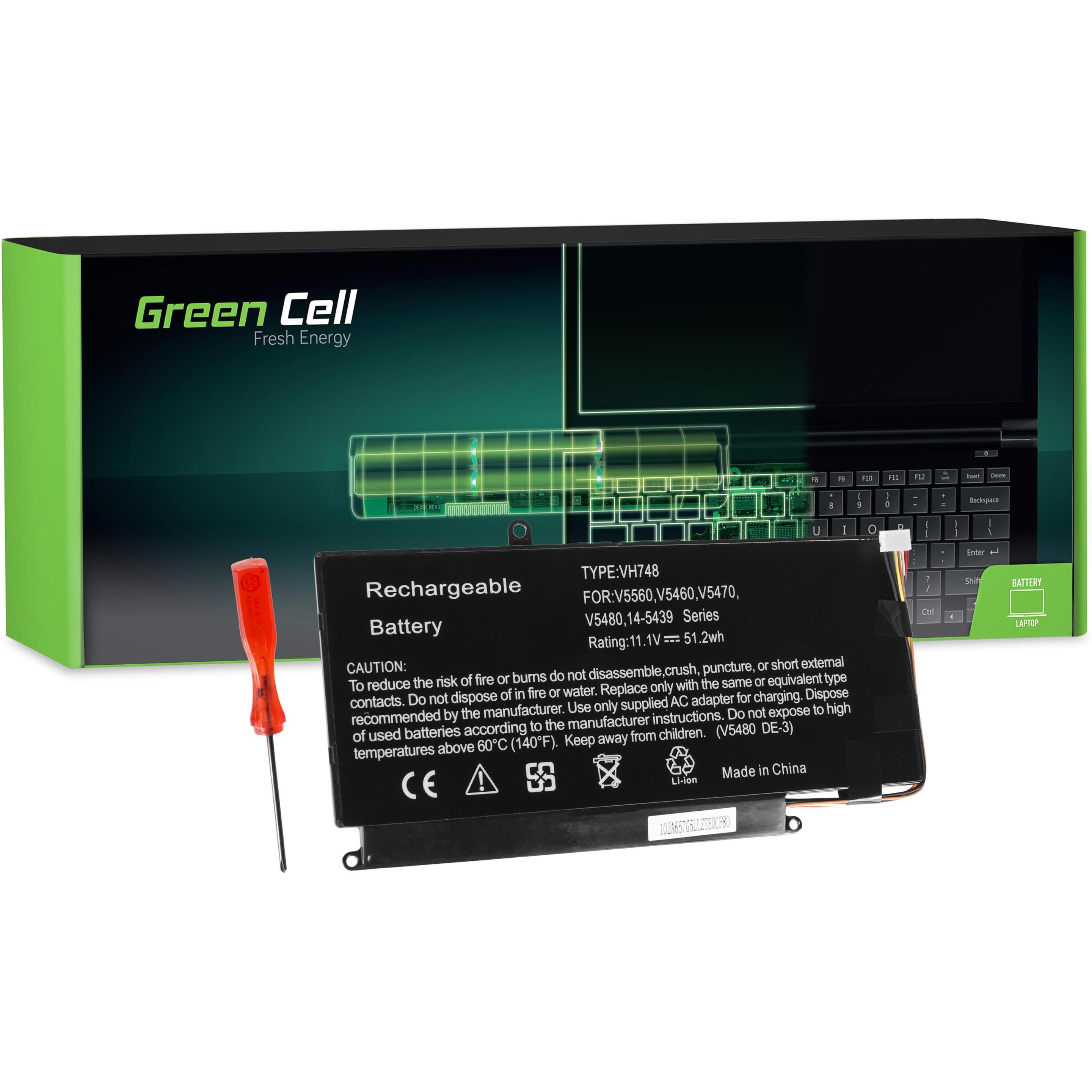 Bild von GreenCell DE105 Notebook-Ersatzteil Akku (6 Zellen, 4600 mAh), Notebook Akku, Schwarz