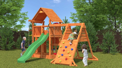 Bild von FUNGOO Spielturm »BIG LEADER SPIDER RED«, mit Schaukel & Rutsche, Klettererweiterung