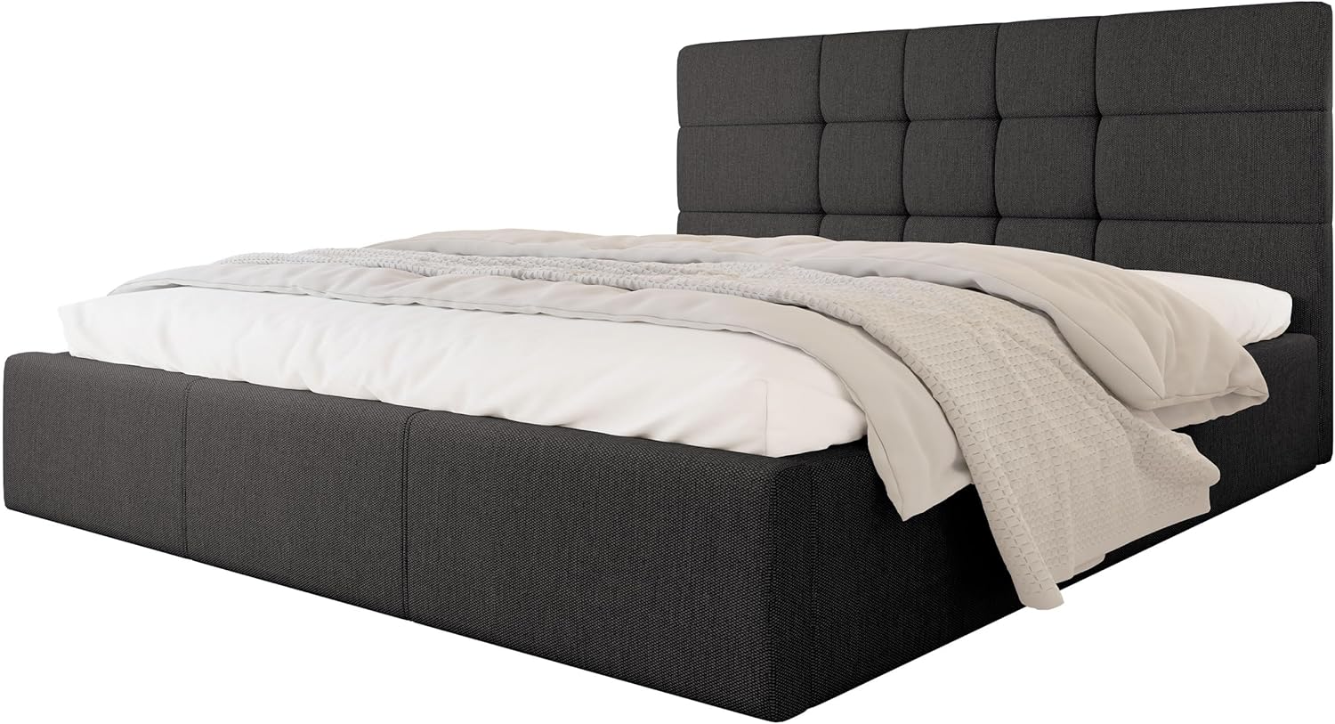 Bild von Mirjan24 Doppelbett Komasan mit Lattenrost aus Metall, 3 Größen Bett mit Bettkasten, Ehebett, Polsterbett, Bett mit Kopfteil, Bettgestell, Schlafzimmer (Inari 96, 140 x 200 cm)