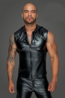 Bild von Noir Handmade Men Rundhalsshirt Herren Kapuzenshirt Zwei-Wege Reißverschluss ohne Ärmel H062 S