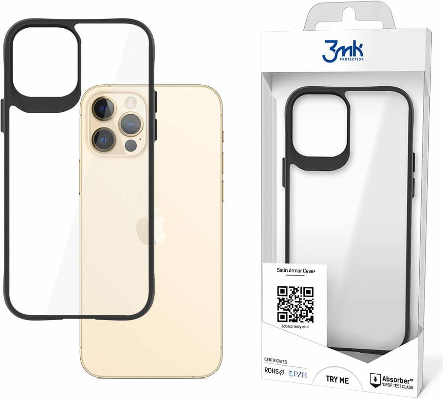 Bild von 3MK SatinArmor + Case for iPhone 12 Pro Max Military Class (Apple iPhone 12 Pro Max), Smartphone Hülle, Schwarz
