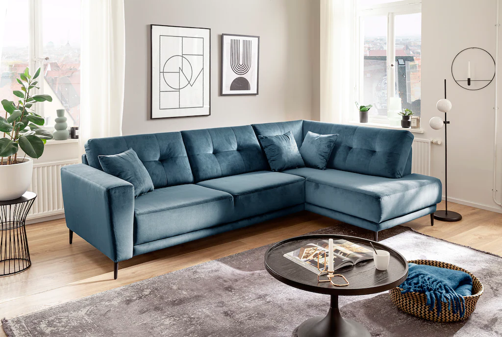 Bild von Trends by HG Polsterecke "Barcelona L-Form", mit Metallfuss, frei im Raum stellbar