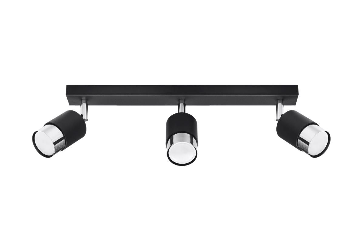 Bild von Sollux Deckenlampe Led Wohnzimmer – Led-lampen Deckenlampen – Lampen Wohnzimmer – Glühbirne Nicht im Lieferumfang Enthalten – Wohnzimmer Deckenleuchte NERO 3 Schwarz, Chrom - G