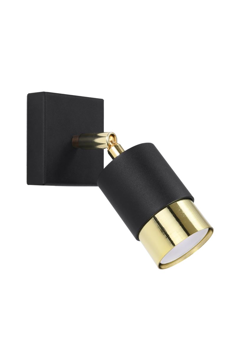 Bild von SOLLUX lighting Wandleuchte, Leuchtmittel nicht inklusive, Wandleuchte Wohnzimmerleuchte Spot verstellbar Stahl Schwarz Gold