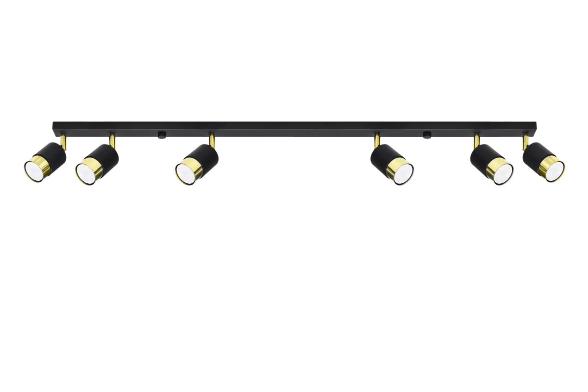 Bild von SOLLUX lighting Deckenstrahler, Leuchtmittel nicht inklusive, Deckenleuchte Wohnzimmerleuchte Spots verstellbar Stahl Schwarz Gold 6