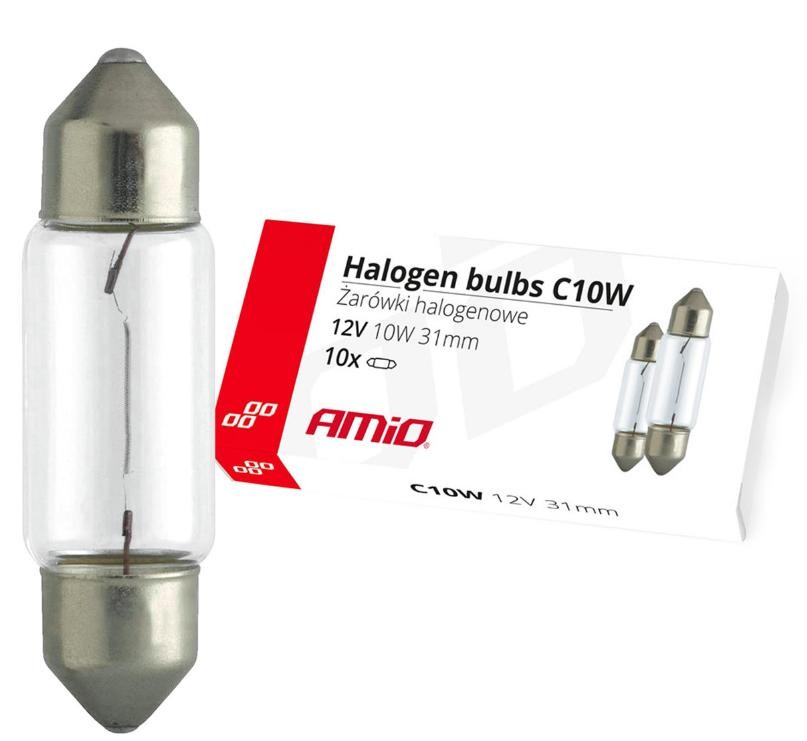 Bild von AMiO 02555 Glühlampe 12 10 C10W S8,5d 31 Innenraumverkleidung, außen, Kennzeichenbeleuchtung ALFA ROMEO: GT, MERCEDES-BENZ: W124 Coupe