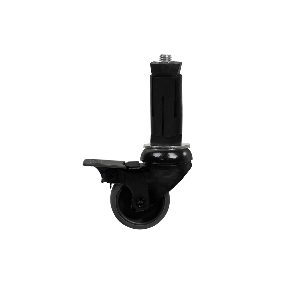 Bild von Schwenkrad Schwarz Set - 50 mm mit Bremse inkl. Expander für Rohr 42,4 mm