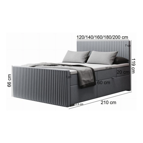 Bild von Friderik-EU Boxspringbett RISE - Hohes Doppelbett mit Stauraum
