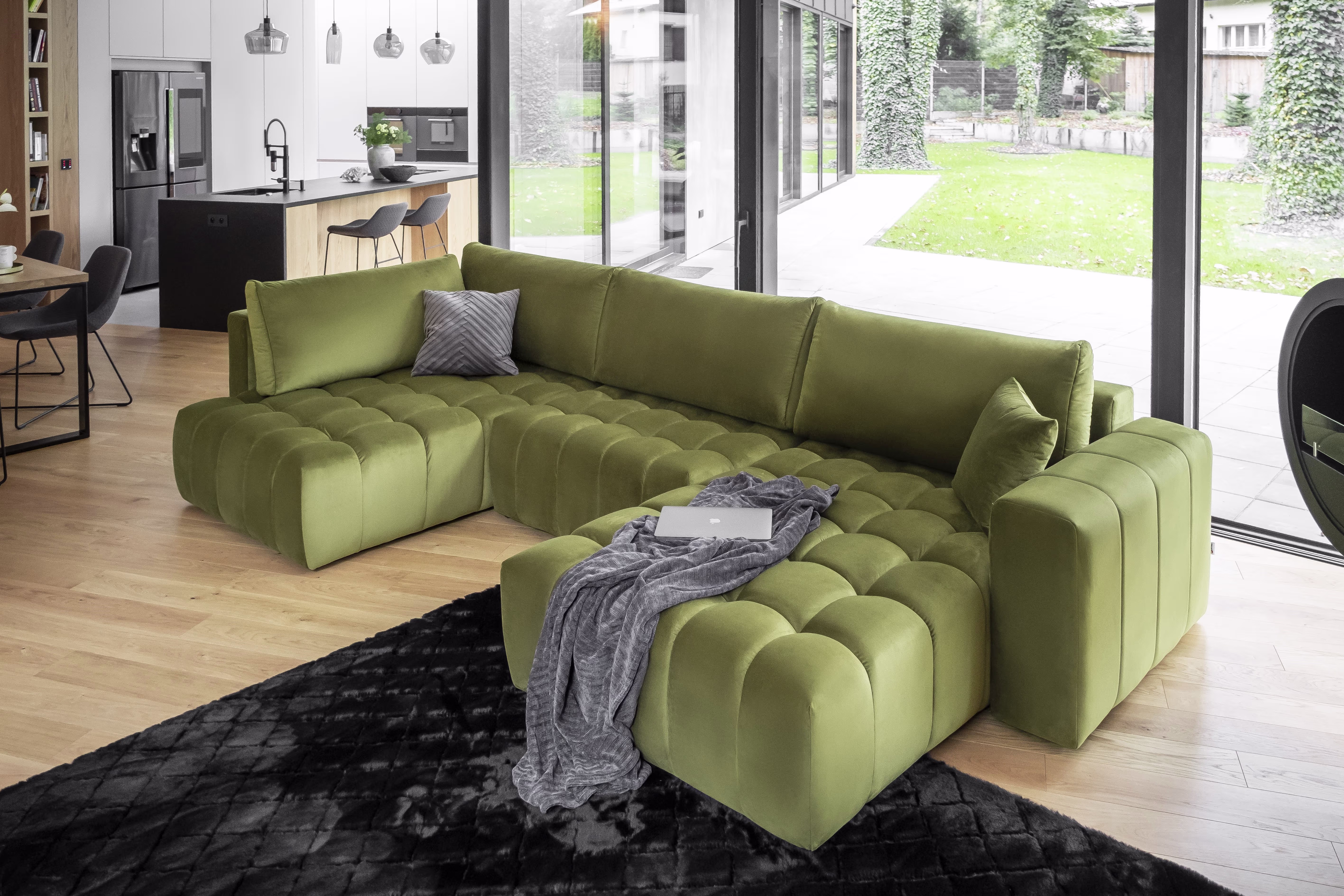 Bild von yourhouse24 Wohnlandschaft Bonito U, mit Schlaffunktion und Bettkasten, Ecksofa, U-Form Couch