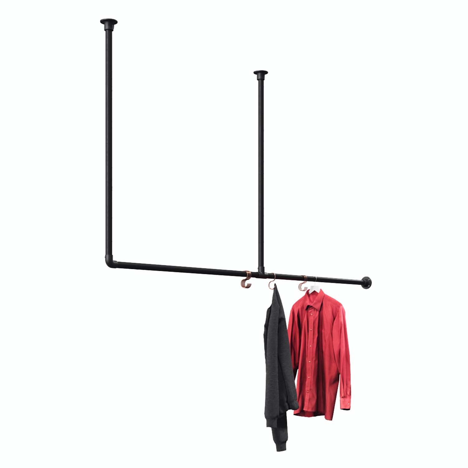 Bild von Kleiderstange Wuppertal - für Wandmontage - Schwarz : Ausmaß - B250cm - H100 cm