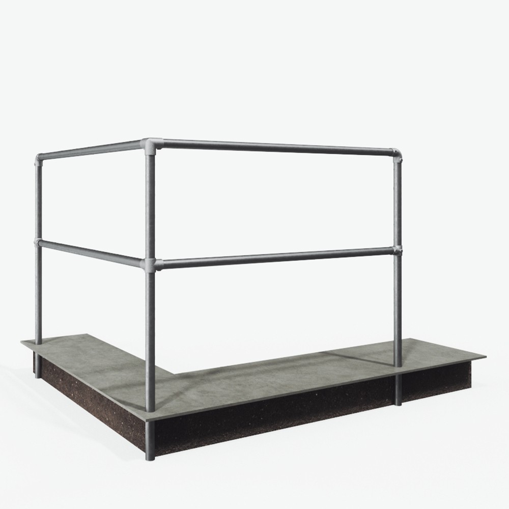 Bild von Eck-Wegesperre zum Einbetonieren - mit Knieholm : Durchmesser des Rohrs - 48,3 cm, Größe - 160x160x150 cm