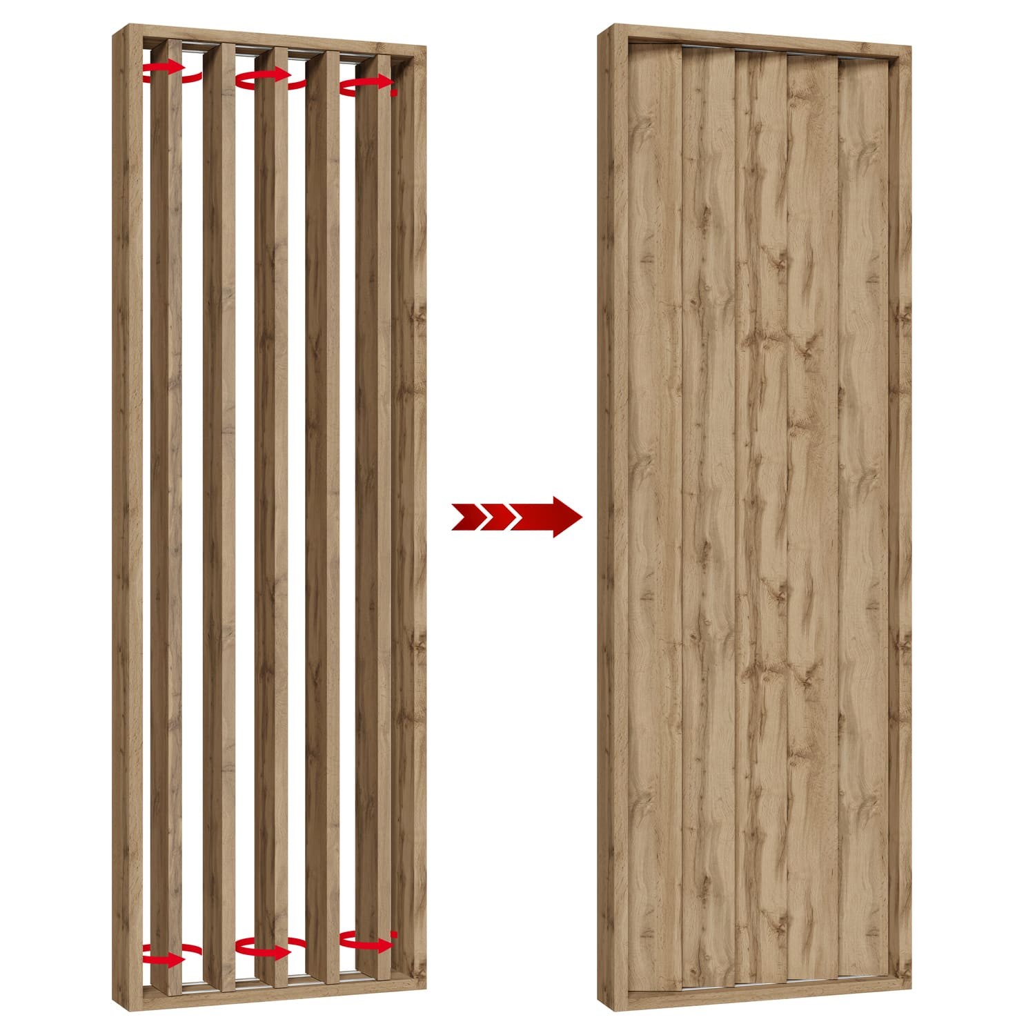 Bild von Drehbare lamellen - 22x90 - Eiche Natur : Breite - 1314 mm