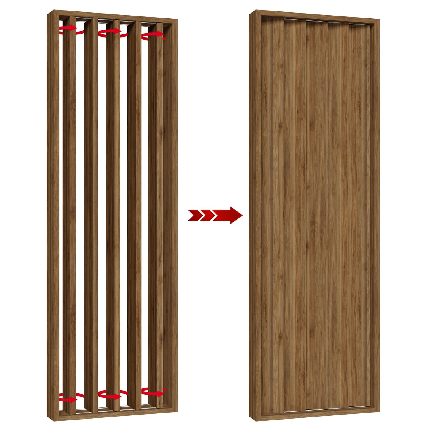 Bild von Drehbare lamellen - 22x90 - Nussbaum : Breite - 2458 mm