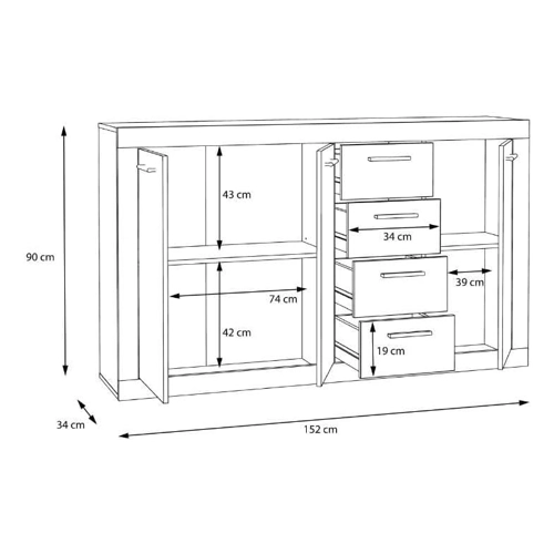 Bild von Kommode   Vicenza ¦ holzfarben ¦ Maße (cm): B: 153 H: 92 T: 34 Kommoden & Sideboards > Kommoden - Sconto