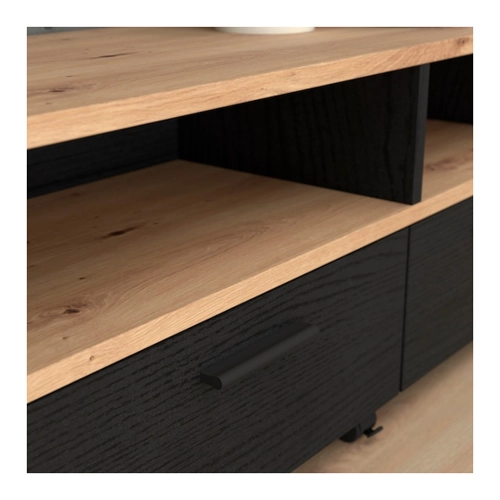 Bild von TV- Lowboard inkl Beistelltisch ausziehbar LAKMOS von Forte Schwarz Eiche / Artisan Eiche