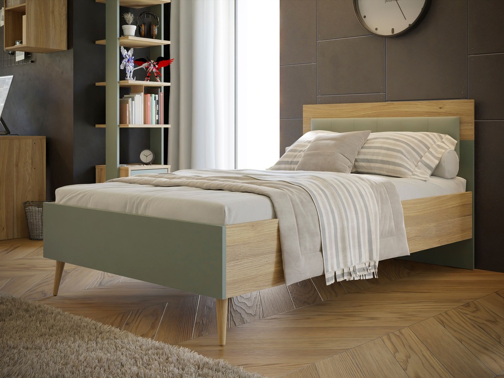 Bild von FORTE Jugendbett "Kinderbett, Belastbar bis 250KG,", (Liegeflächen 140x200cm oder 120x200cm), mit gepolstertem Kopfteil
