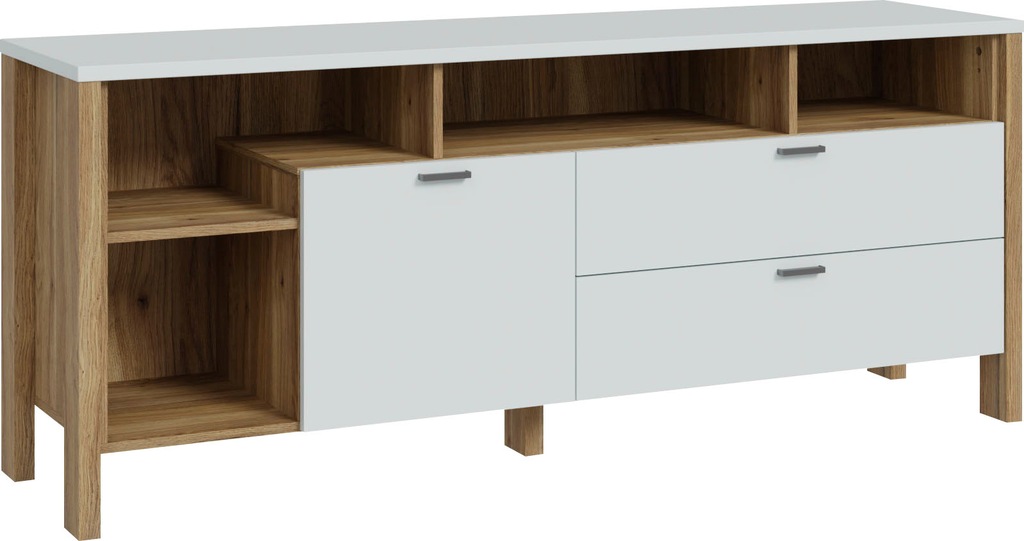 Bild von FORTE Lowboard 2 Schübe, Mauvella Eiche Dekor / grey - 162,3x67,3x41,6cm (BxHxT)
