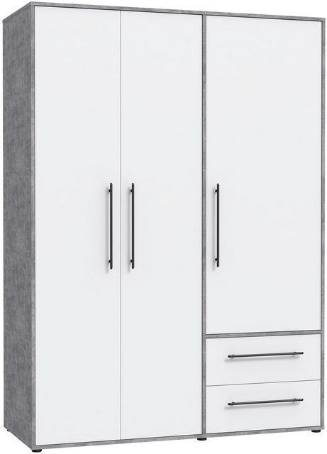 Bild von FORTE Drehtürenschrank Mokkaris, OTTOs Choice, TOPSELLER! 3 oder 4 Türen, zeitloses Design (BHT ca. 145x200x59cm oder BHT ca. 206x200x59cm) Schubladen + schwarze Stangengriffe, Made in Europe, viel Stauraum