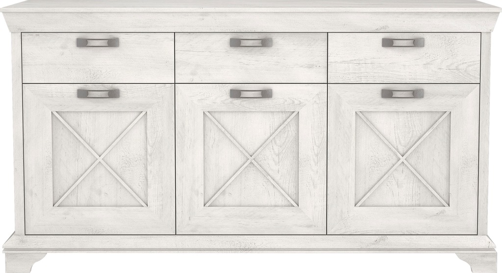 Bild von Forte Kashmir Kommode mit 3 Türen und 3 Schubladen, Holzwerkstoff, Pinie Weiß, B x H x T: 178,3 x 95,9 x 48,2 cm