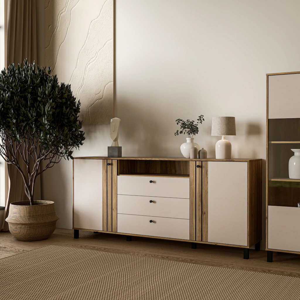 Bild von FORTE Sideboard "Killarney", großes Sideboard, Stauraum, Soft Close, Metallgriffe