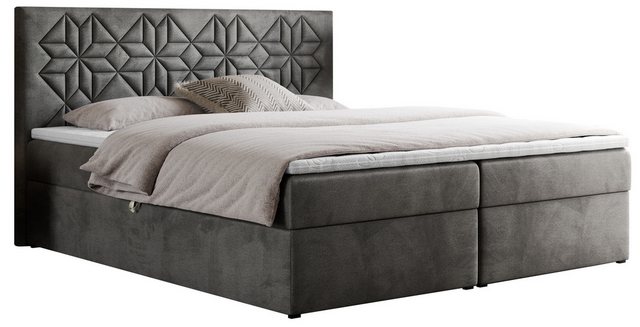 Bild von MKS MÖBEL Boxspringbett LEILA (Set, Packung, Boxspringbett, T30-Schaum, Topper inkl), Doppelbett mit Multipocket - Matratzen und Topper - Modern Bett
