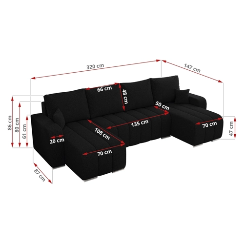 Bild von MKS MEBLE Sofa mit Schlaffunktion - Kirasso U in Beige Boucle
