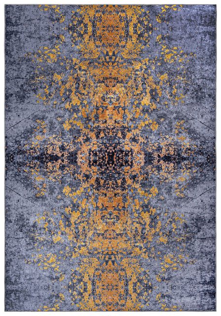 Bild von Mazovia Orientalisch Vintage Teppich - Kurzflor Waschbar - Weich Traditioneller Teppich für Wohnzimmer, Schlafzimmer, Esszimmer – Oriental Teppiche - Grau Gold 80 x 150 cm