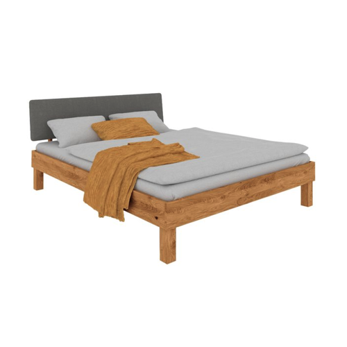 Bild von byoak Bett VIGO 80 x 220 aus Massivholz, mit Polsterkopfteil, Naturgeölt