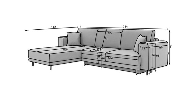 Bild von yourhouse24 Ecksofa DALIA L-form Schlafsofa Wohnlandschaft Links Rechts Couch Bettkasten