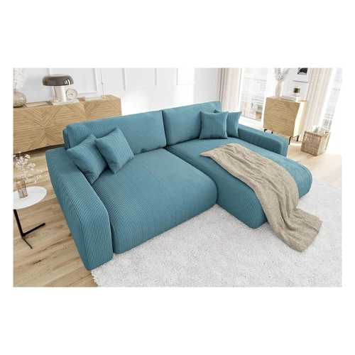 Bild von S-Style Möbel Ecksofa Emma mit Bettfunktion in Cord-Stoff