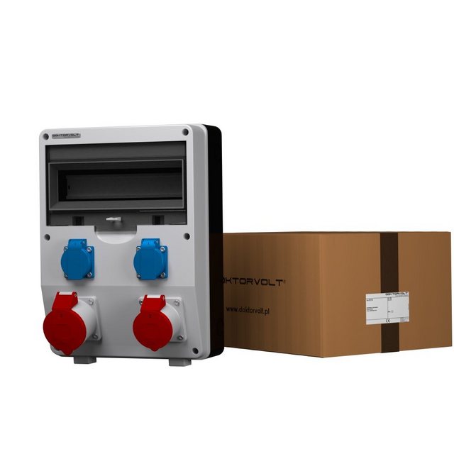 Bild von Doktorvolt Stromverteiler ECO 1x16A 1x32A 2x230 Baustromverteiler Wandverteiler Steckdosenverteiler 4-fach