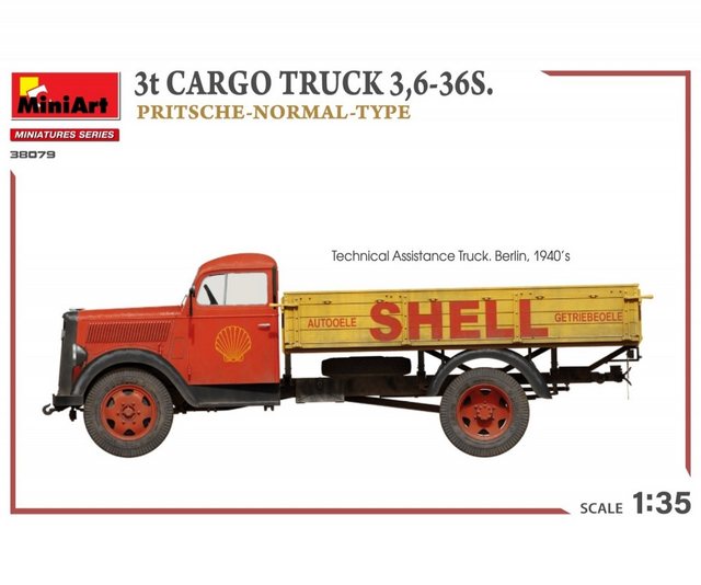 Bild von MiniArt Modellbausatz MiniArt 1:35 3t Cargo Truck 3,6-36S Pritschenw. Plastik Modellbausatz