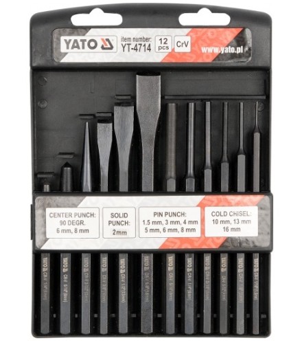 Bild von YATO YT-4714 Meißel + Durchtreiber-Satz 100,120,140,150 Chrom-Vanadium-Stahl 12