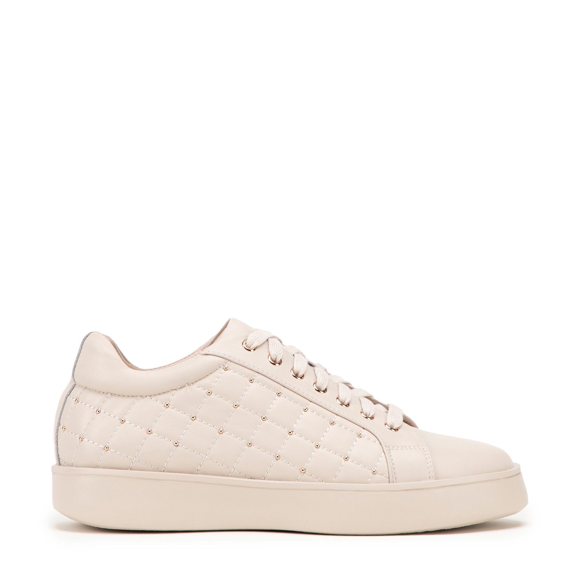 Bild von Wittchen Damen-Sneaker Aus Leder Mit Gestepptem Obermaterial Creme Obuwie Naturleder