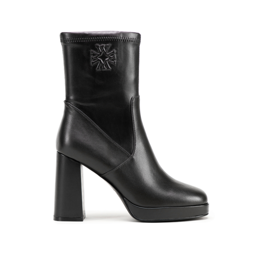 Bild von Wittchen Damenstiefel Mit Hohem Blockabsatz Schwarz Obuwie Naturleder