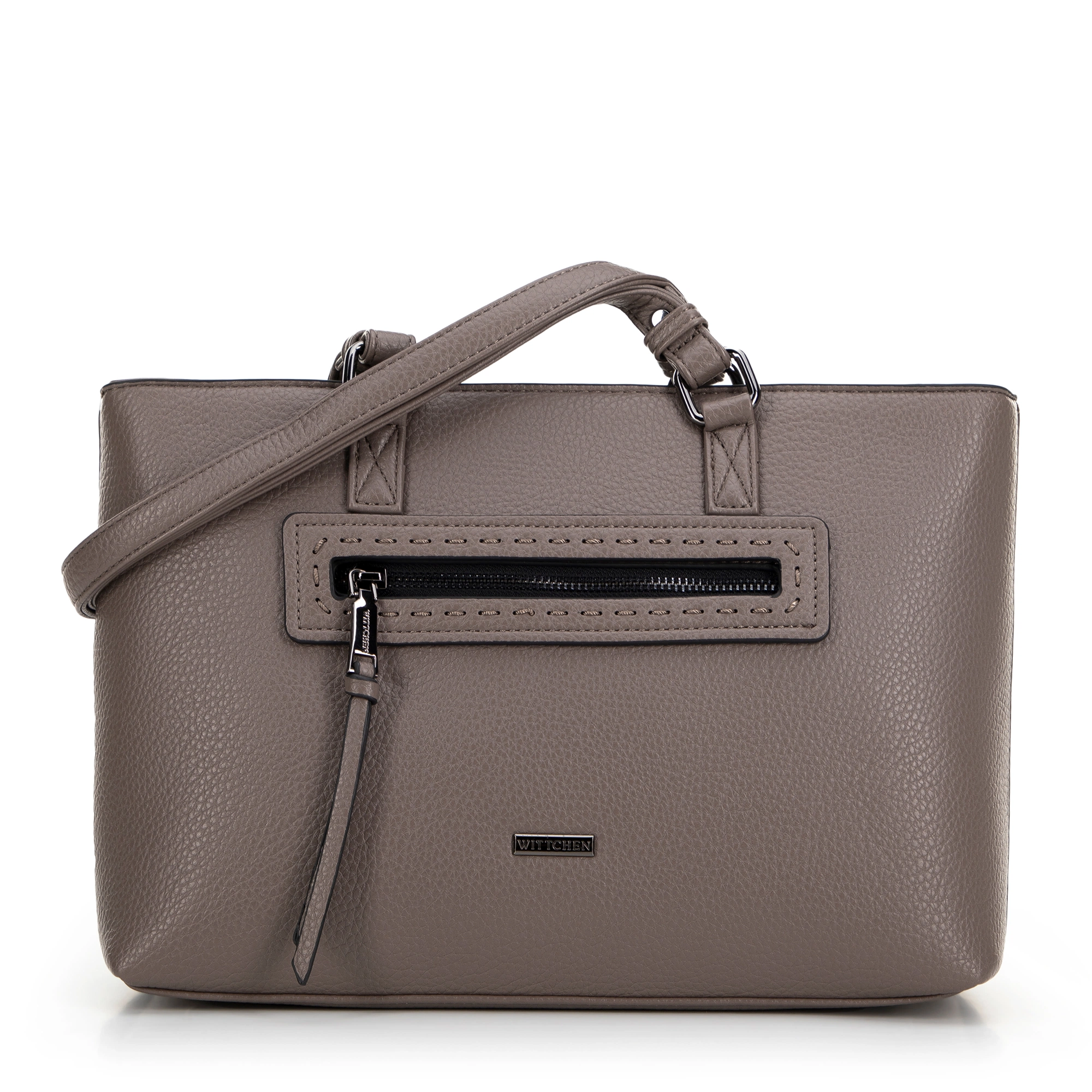 Bild von Wittchen Damen-Öko-Lederhandtasche Mit Dekorativer Tasche Taupe Young Kunstleder