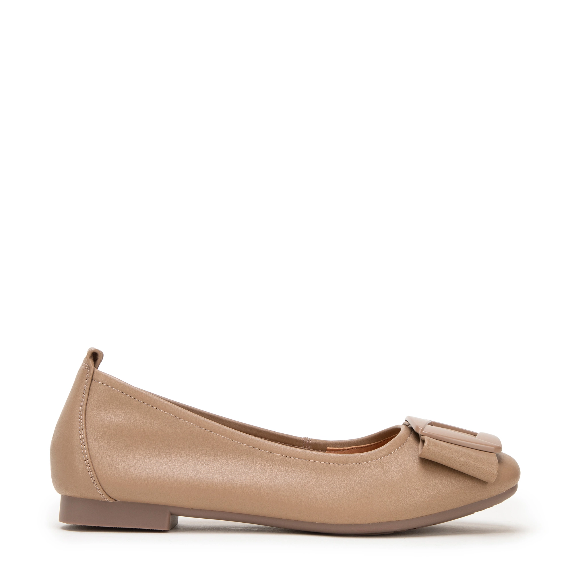 Bild von Wittchen Ballerinas Aus Leder Mit Geometrischer Schnalle Taupe Obuwie Naturleder
