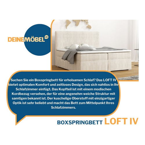 Bild von Deine Möbel 24 Boxspringbett LOFT IV – Luxuriöse Ruheoase für Ihr Schlafgemach