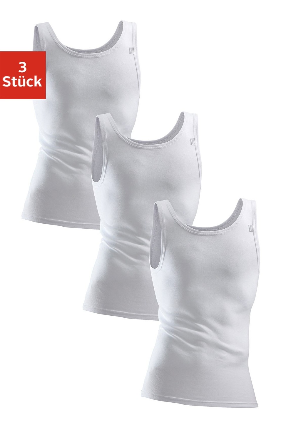 Bild von Clipper Exclusive Unterhemd, (3 St.), mit Komfortschnitt, hinten etwas länger - in Feinripp, Tanktop