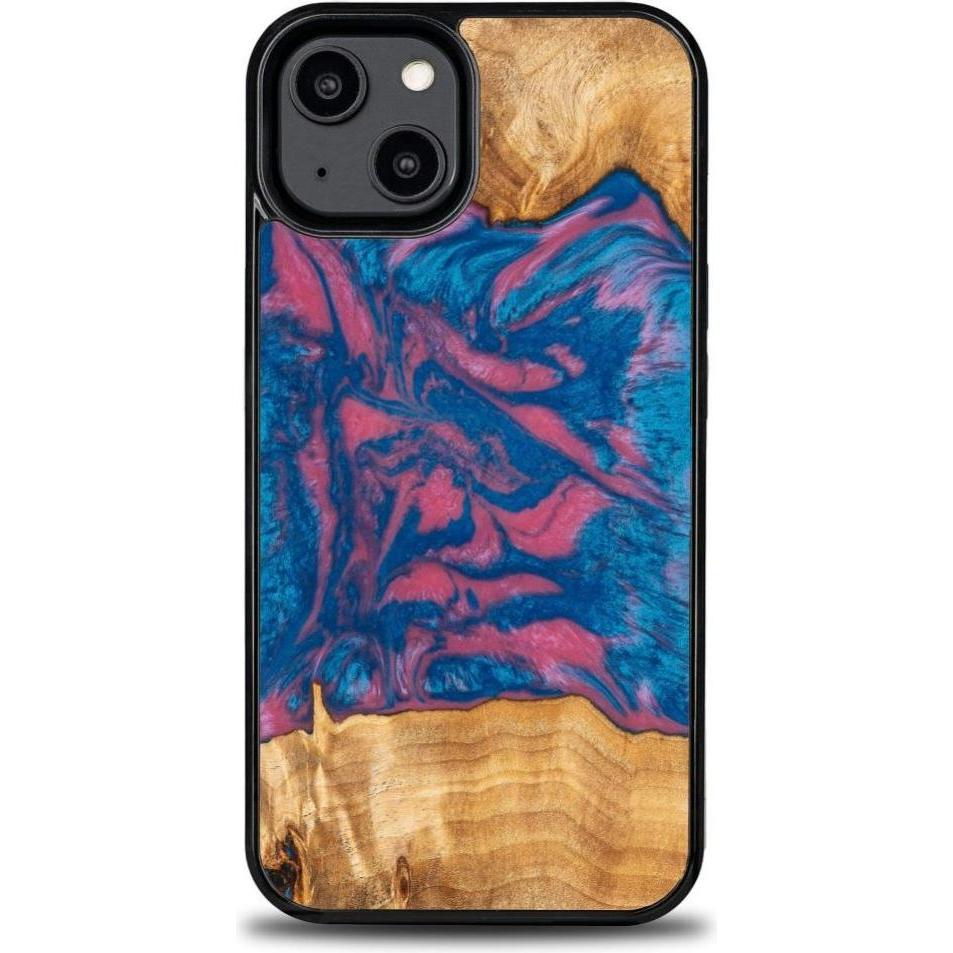 Bild von Bewood Etui z drewna i?ywicy na iPhone 15 Pro Unique Vegas - ró?owo-niebieskie (Apple iPhone 15 Pro), Smartphone Hülle, Blau