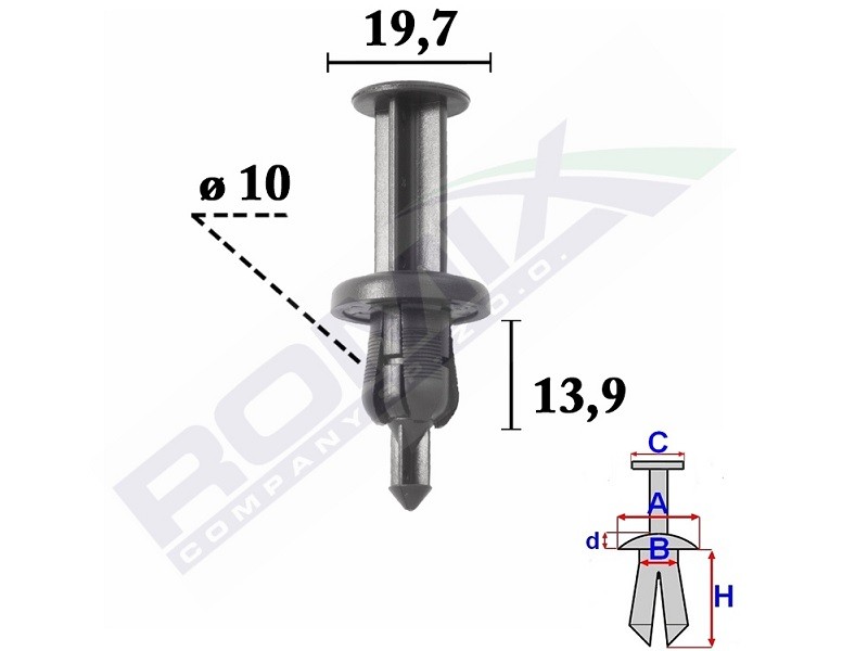 Bild von ROMIX Clip, Stoßfänger HONDA C70343 91503SHJA01