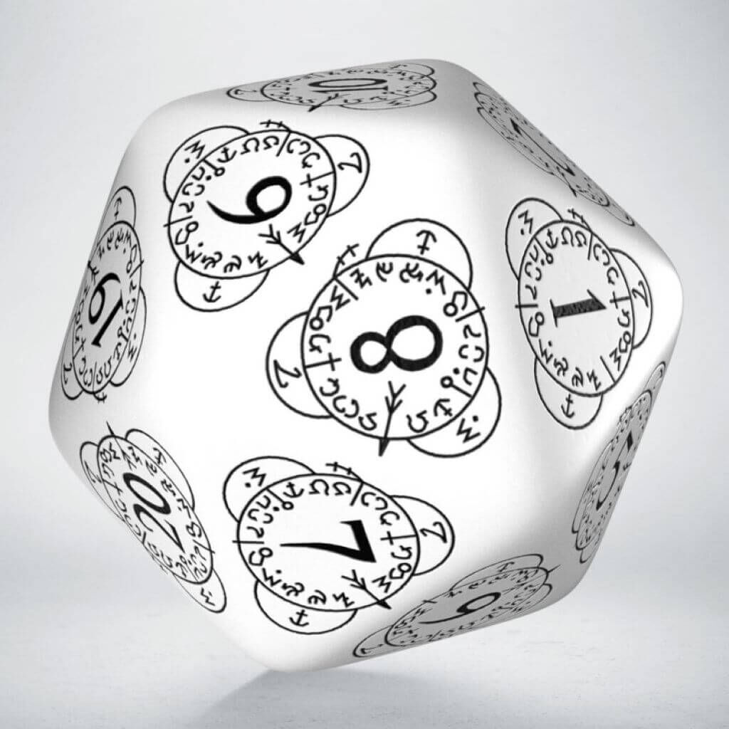 Bild von Q-Workshop Spiel, Kartenspiel - Level Counter - 1 Stück - W20 - weiss und schwarz
