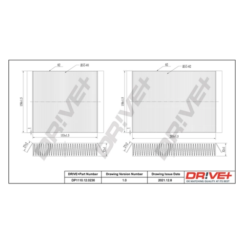 Bild von Dr!ve+ Innenraumluftfilter DP1110.12.0236 – Optimale Luftqualität für Ihr Fahrzeug