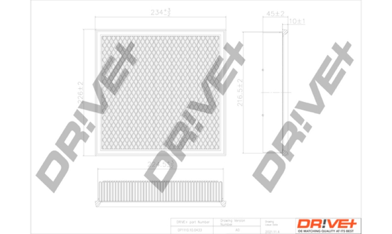 Bild von Dr!ve+ DP1110.10.0433 Luftfilter Motorluftfilter, Filter für Luft 47 227,5 235 Filtereinsatz DODGE: Journey MPV, FIAT: Freemont