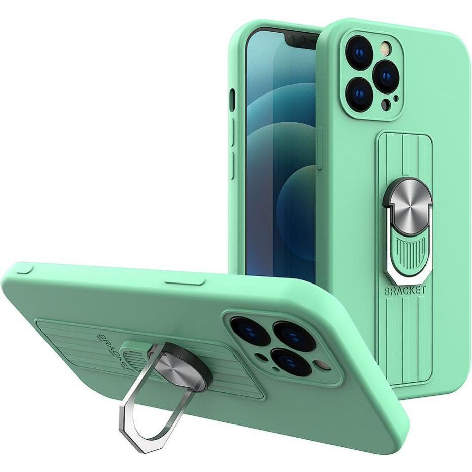Bild von Hurtel Ring Case silicone case with finger grip and stand for iPhone 11 Pro mint (Apple iPhone 11 Pro), Smartphone Hülle, Grün