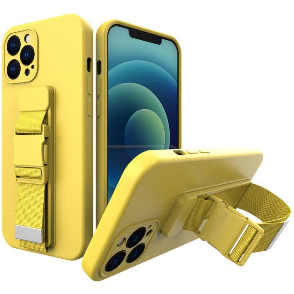 Bild von Hurtel Rope case gel case with a chain lanyard bag lanyard iPhone 12 yellow (Apple iPhone 12), Smartphone Hülle, Gelb